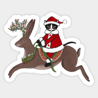 Santa Claws and Jackalope Sticker